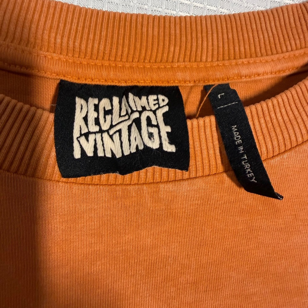 Reclaimed Vintage Graphic T-Shirt Large Orange Acid Wash Oversized Tee - Picture 4 of 4